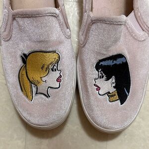 Keds x Betty & Veronica Pink Velvet Slip-On Sneakers